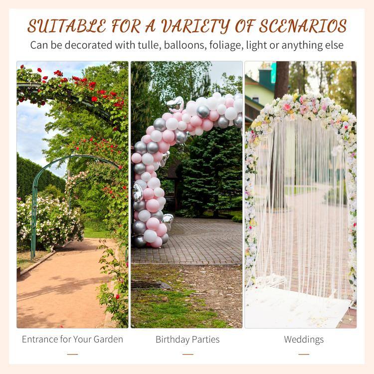 SUITABLE FOR A VARIETY OF SCENARIOS  
Can be decorated with tulle, balloons, foliage, light or anything else  

- Entrance for Your Garden  
- Birthday Parties  
- Weddings