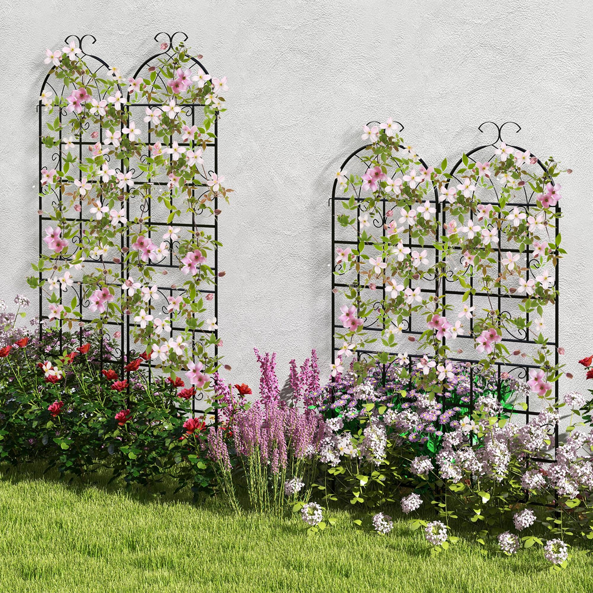 Alt View 3. Costway - Costway 2 Pack 87" x 20" Metal Garden Trellis Decorative Outdoor Trellis for Climbing Plants - Black.