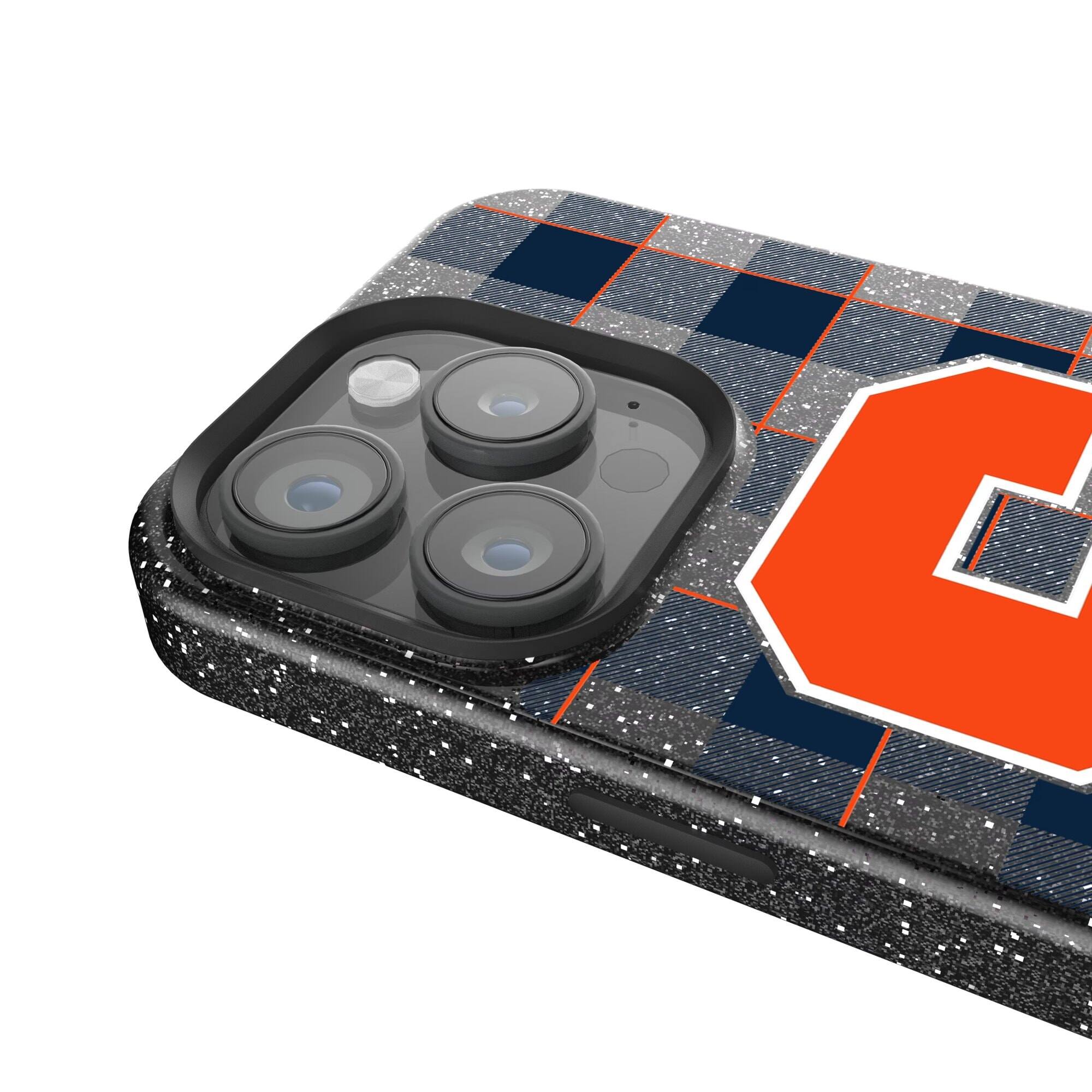 Alt View 3. Keyscaper - Syracuse Orange Plaid Bling iPhone Case - 14 Pro Max - Black.