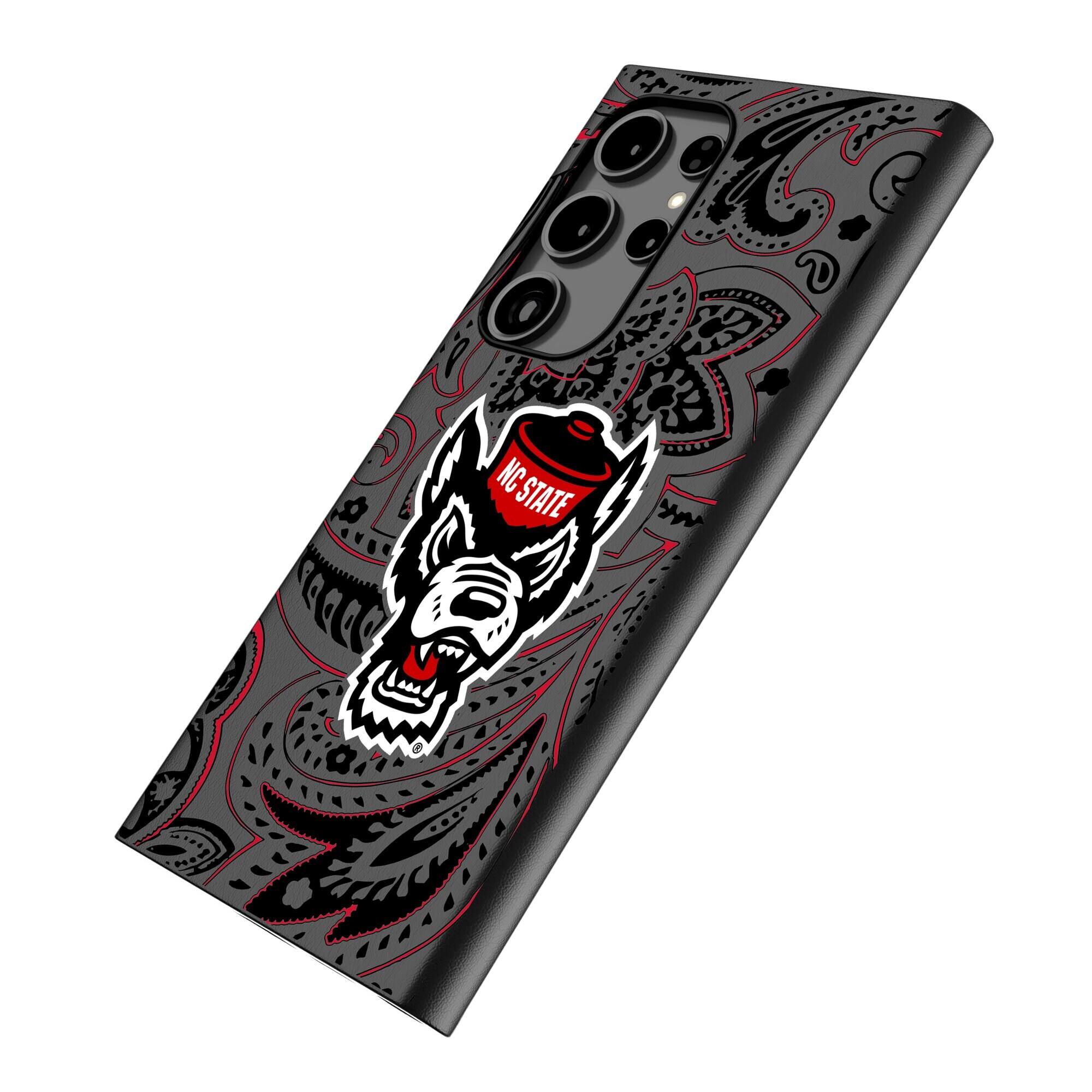 Alt View 1. Keyscaper - NC State Wolfpack Paisley Galaxy Magnetic Bump Case - S25 Ultra - Black.