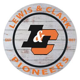 Jardine - Lewis & Clark College Pioneers 20" Indoor/Outdoor Weathered Circle Sign - White