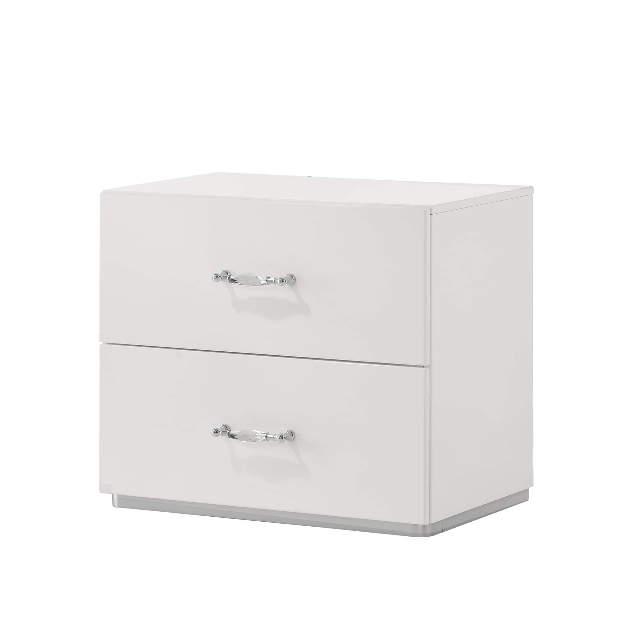 Photos - Storage Сabinet Elegant Vaczon -  2-Drawer Bedroom Chest with Smooth Metal Glides and Acrylic Chrome Pulls - White FM72000WH-N-VZ 