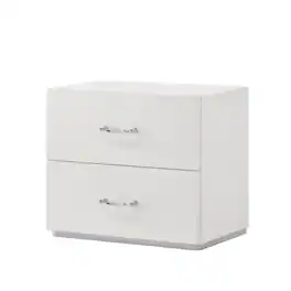 Vaczon - Elegant 2-Drawer Bedroom Chest with Smooth Metal Glides and Acrylic Chrome Pulls - White