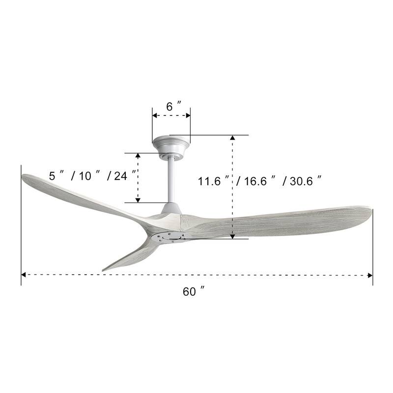 - 6"
- 5" / 10" / 24"
- 11.6" / 16.6" / 30.6"
- 60"
