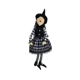 Boyel Living - Handcrafted Sitting Witch Decoration for Halloween - Black