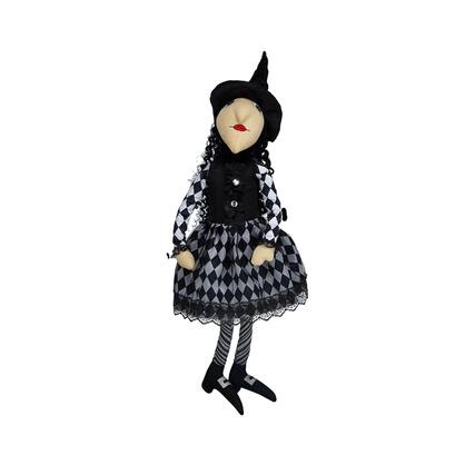 Front. Boyel Living - Handcrafted Sitting Witch Decoration for Halloween - Black.