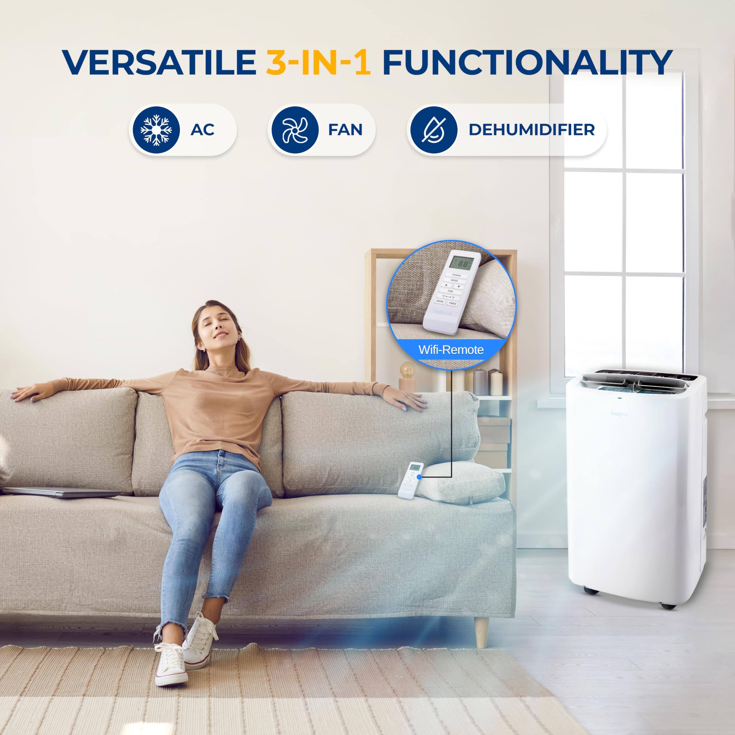 VERSATILE 3-IN-1 FUNCTIONALITY  
AC FAN DEHUMIDIFIER  
Wifi-Remote