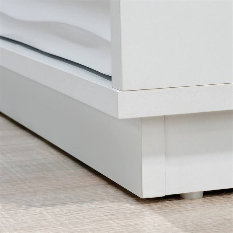 Angle. HTUTWOO - Coastal Bookcase With Lower Drawer - Adjustable Library Shelf with File Drawer,48.35" Tall Horizontal Storage Cabinet - White.