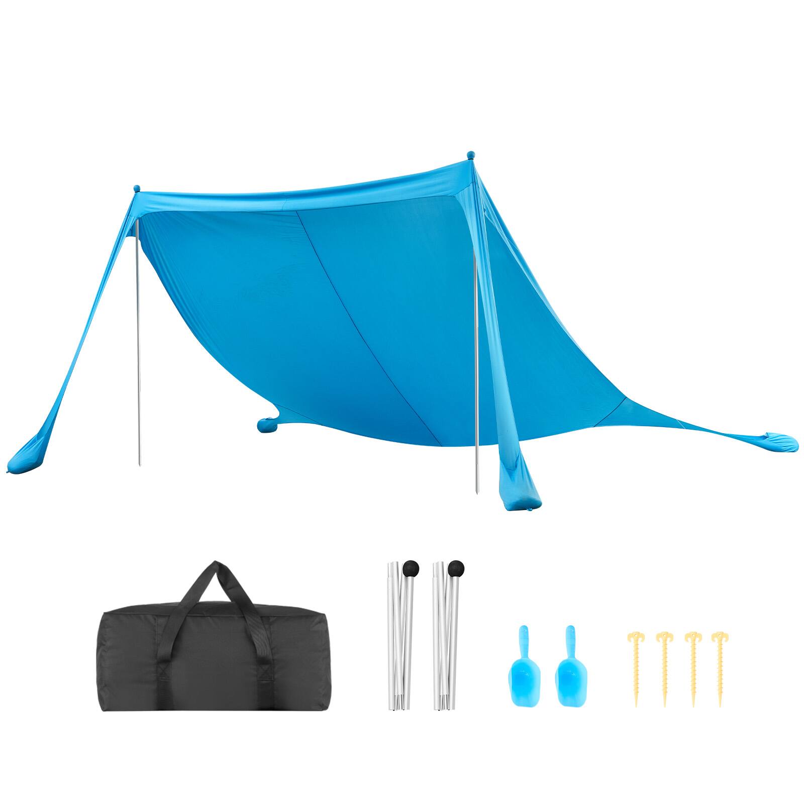 Alt View 5. VEVOR - Beach Tent Sun Shelter, UPF50+ Sun Protection, 6.6 ft Tall, 11 x 11 ft, Easy Pop Up Beach Canopy with Sandbags - Blue.