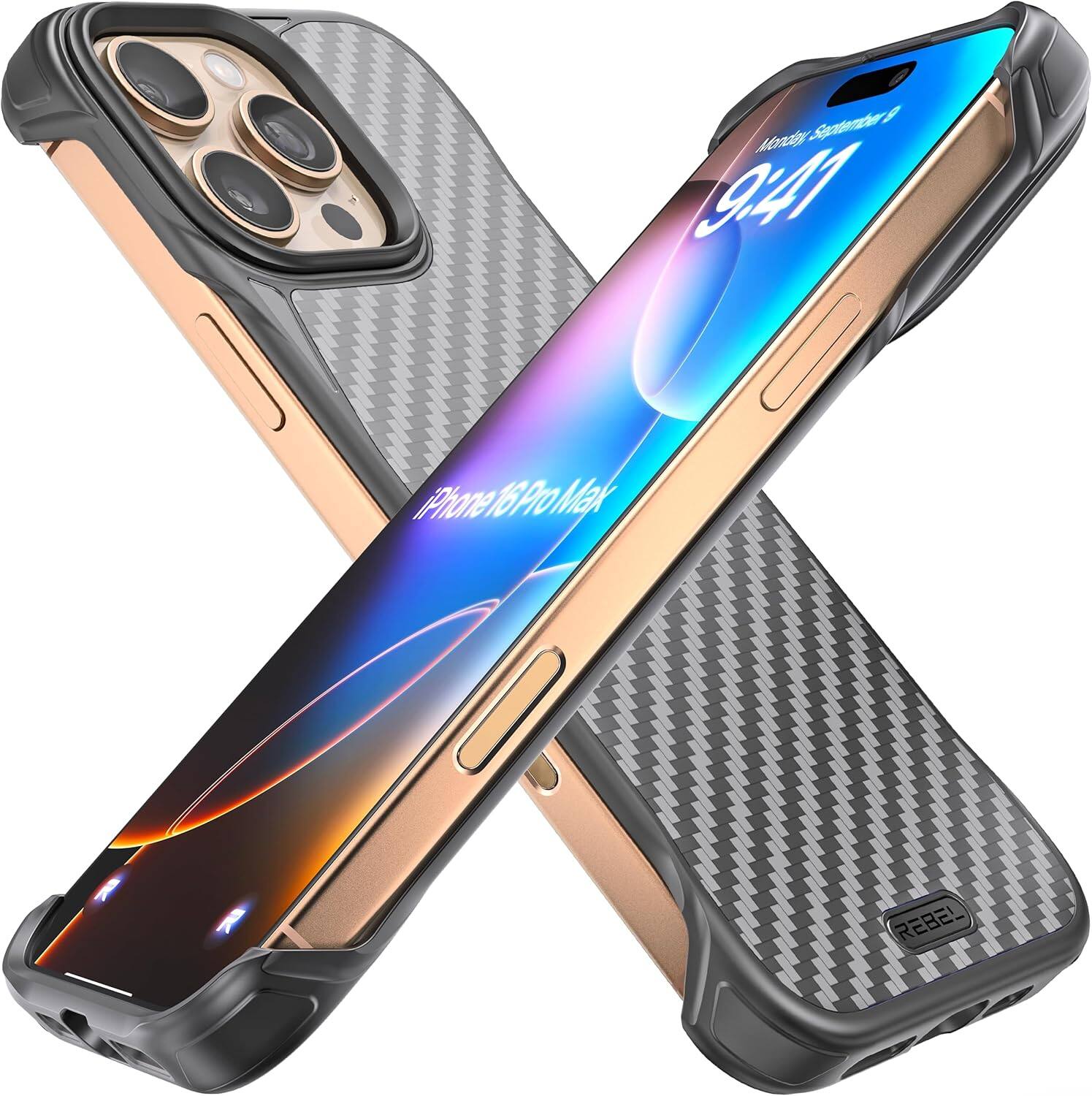 Monday, September 9  
9:41  

iPhone 16 Pro Max  

REBEL