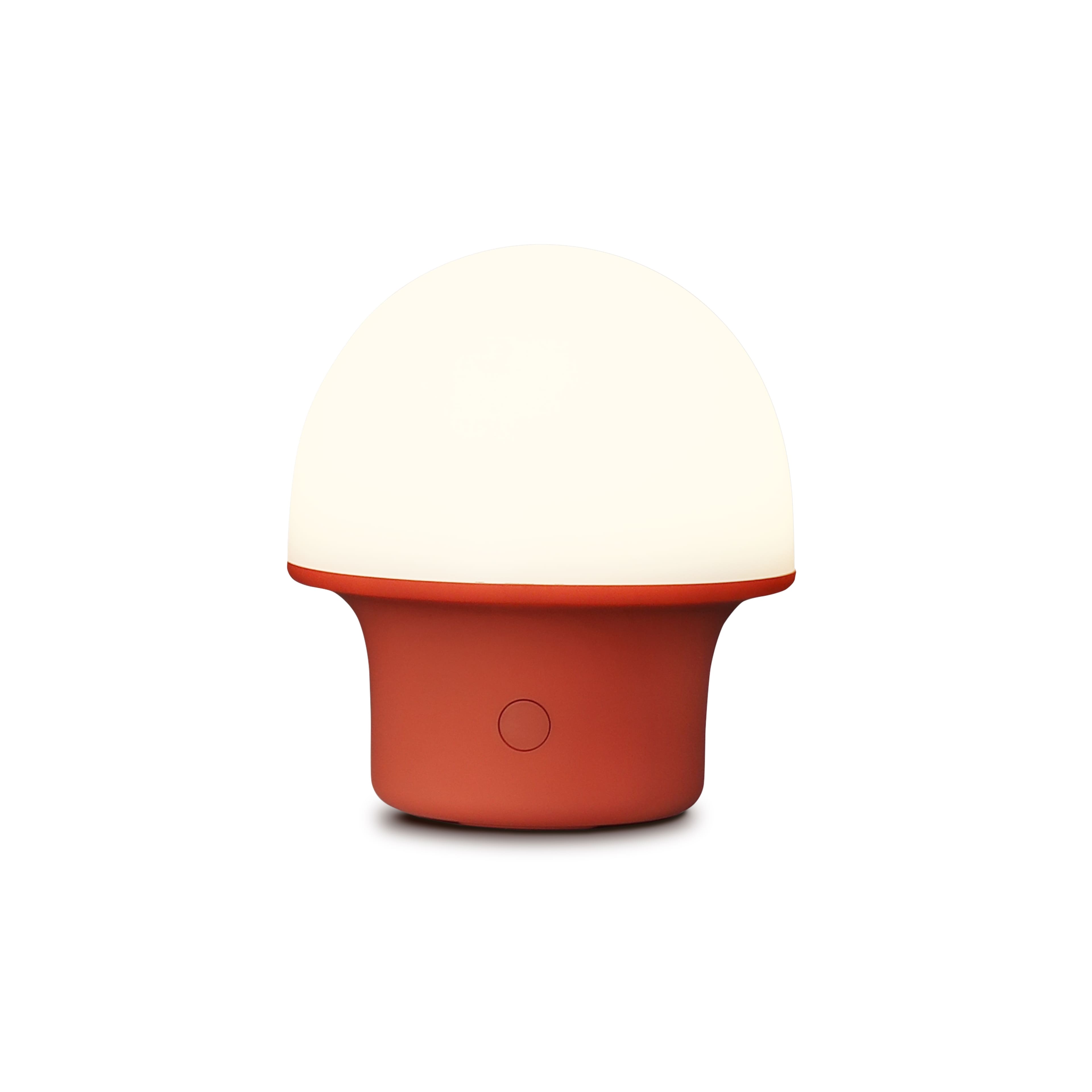 Brightech - Portobello LED Modern Industrial Round Dome Dimmable Cordless Portable Indoor Outdoor Rechargeable Camping Desk Lamp - Matte Red