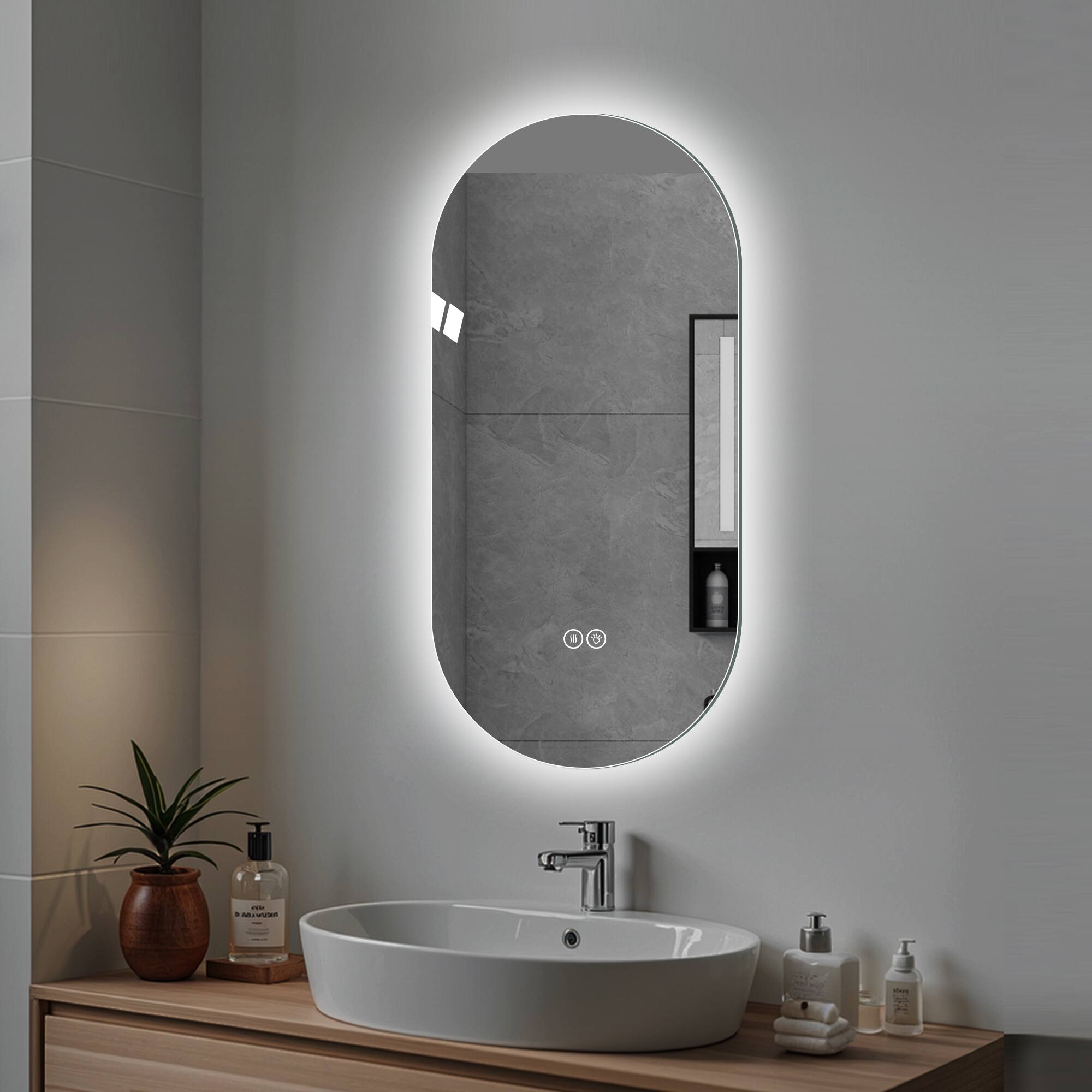 Alt View 1. Boyel Living - 48 by 24 Inch Smart Wall Mounted LED Touch Screen Anti Fog Mirror for Bathroom or Barber Shop.