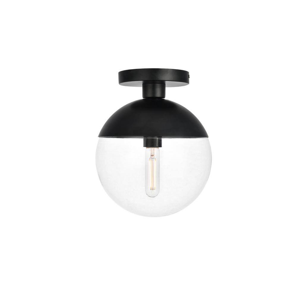 Alt View 3. Living District - Eclipse 1 Light Black Flush Mount With Clear Glass - Black And Clear.