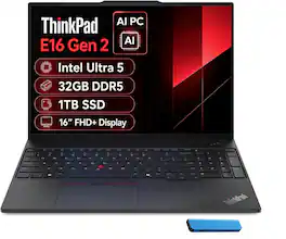 Lenovo - Upgraded - ThinkPad E16 Gen 2 16" WUXGA AI PC Business Laptop - Core Ultra5 - 32GB RAM - 1TB SSD - Thunderbolt - Win 11Pro - Jet Black