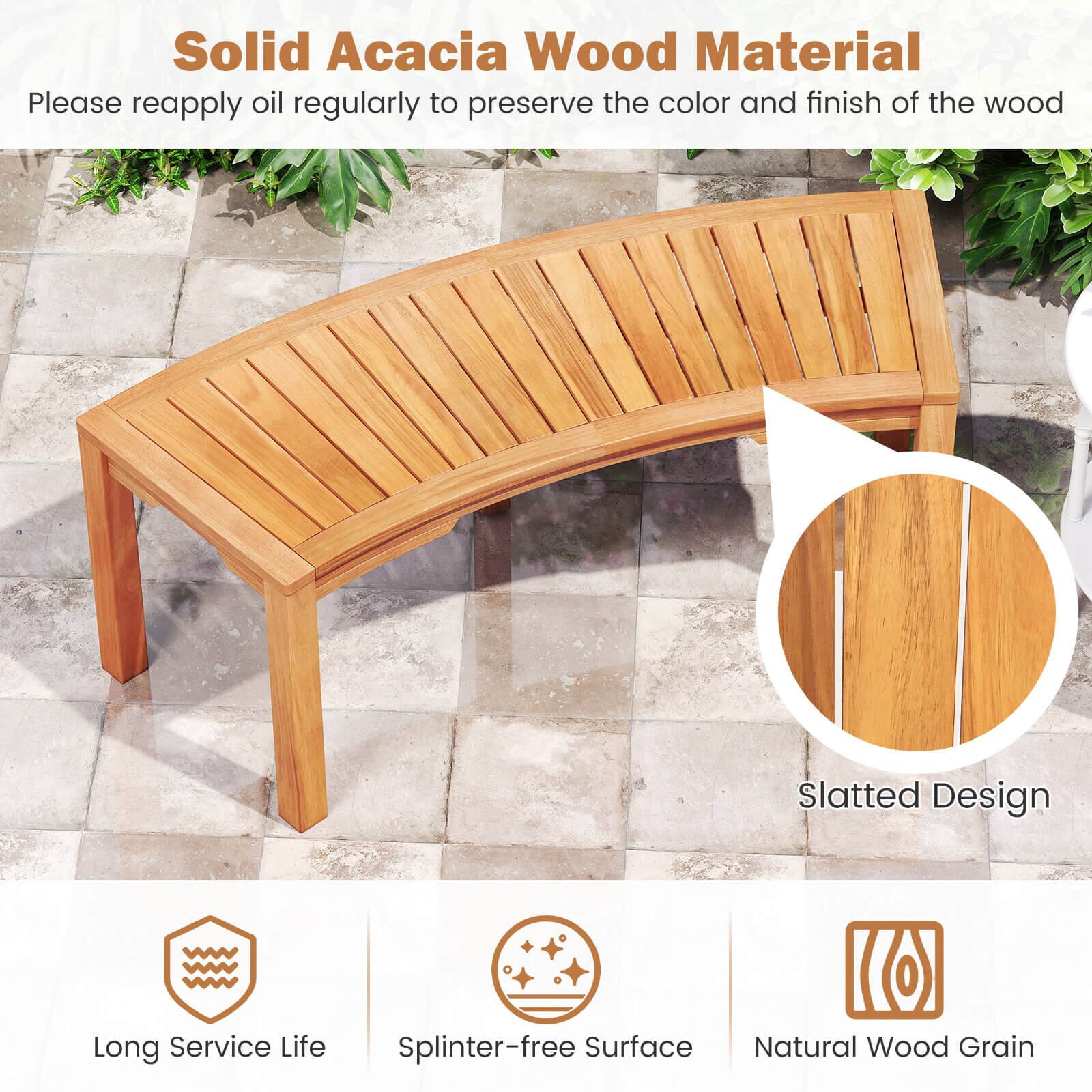 Solid Acacia Wood Material, Slatted Design, Long Service Life, Splinter-free Surface, Natural Wood Grain