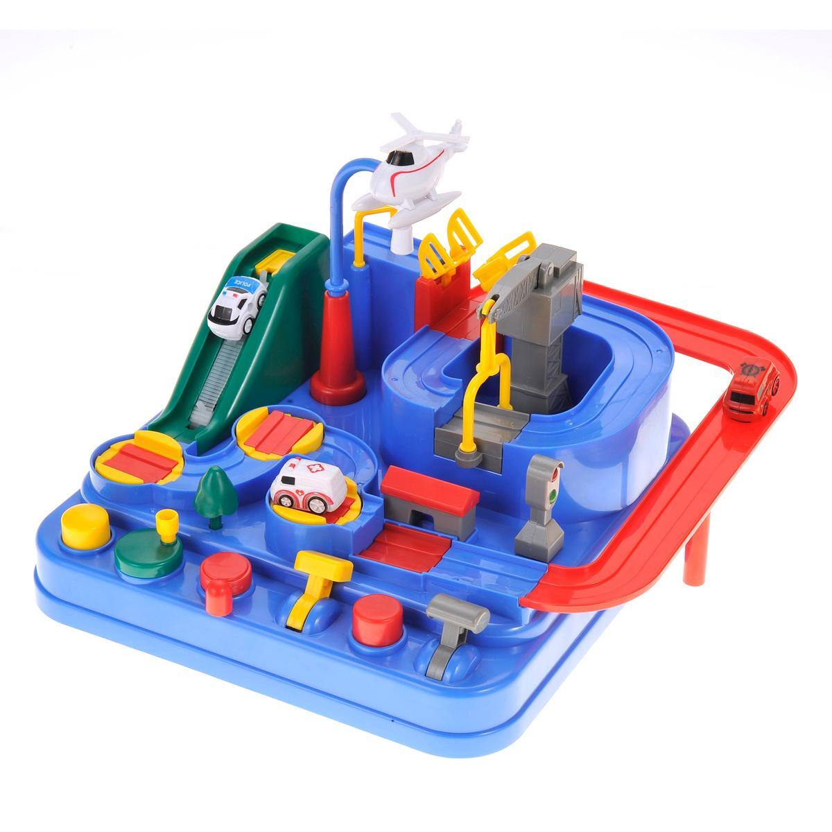 Alt View 1. JuzToys - STEM Toys Building Toys For Kids, Race Track Car Adventure, City Rescue with Mini Cars Playset, Magnetic Puzzle Rail Car - Multi.