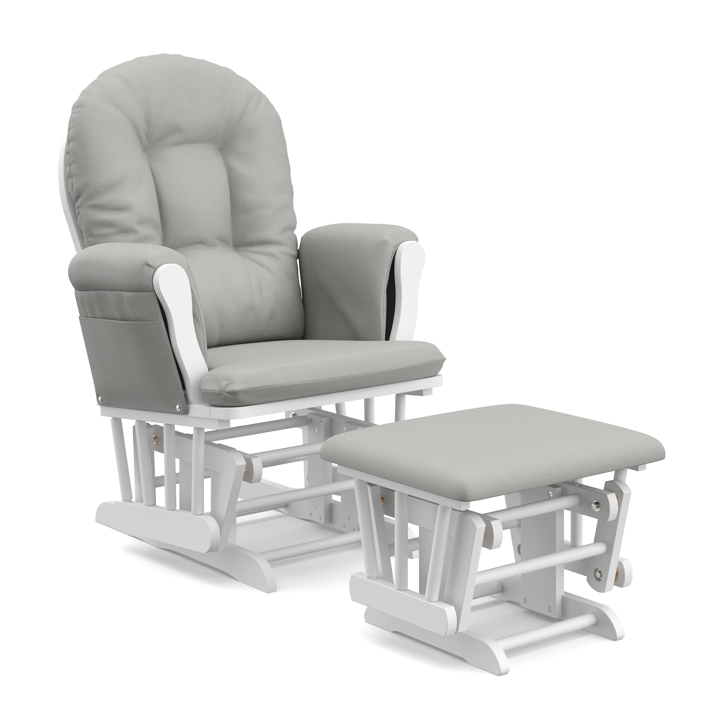Front. Storkcraft - Hoop Glider and Ottoman - White/Light Gray.