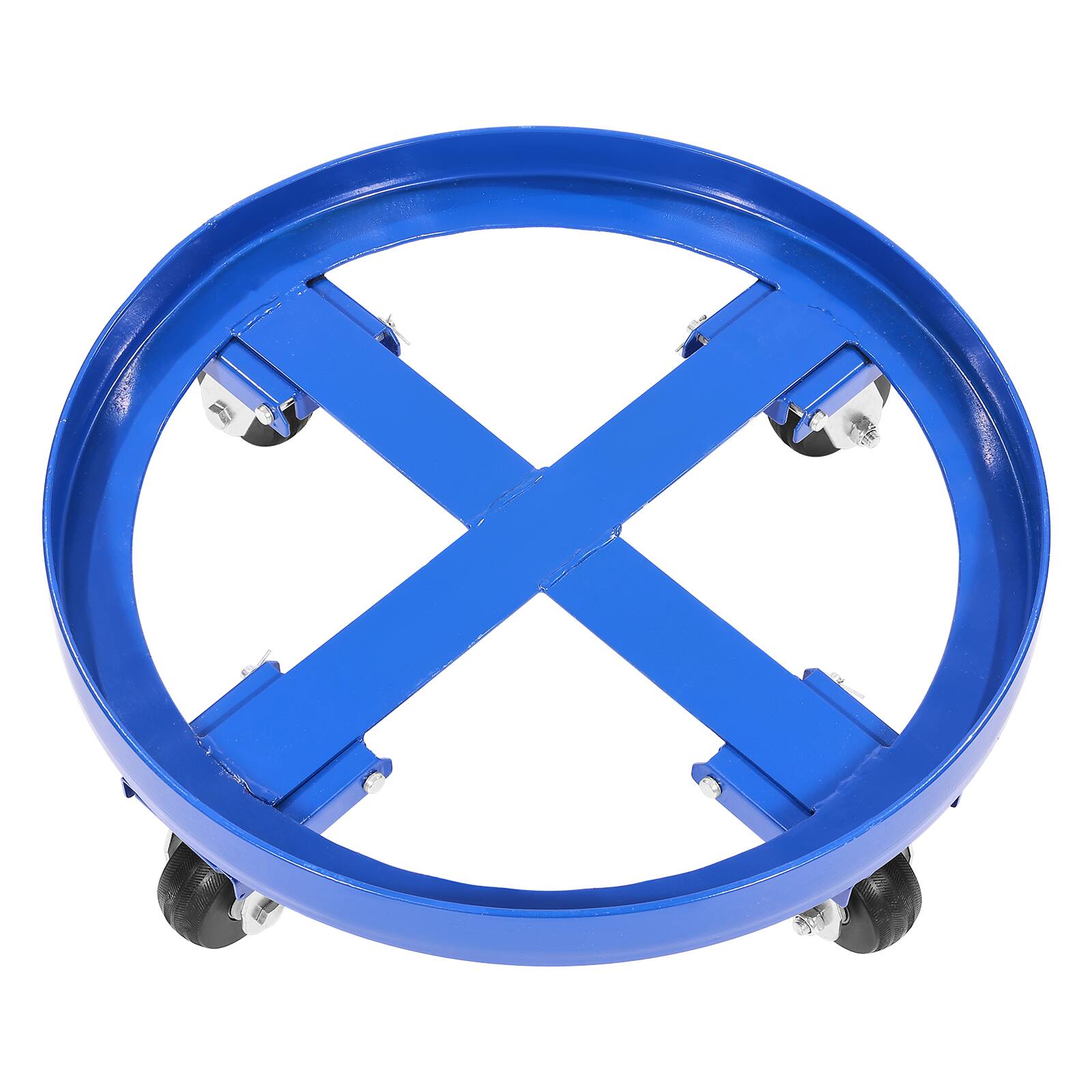 Alt View 5. VEVOR - 55 Gallon Drum Dolly, 2000 lbs Load Capacity, Heavy-Duty Barrel Dolly with Cross Braces and 4 Swivel Caster Wheels - Blue.