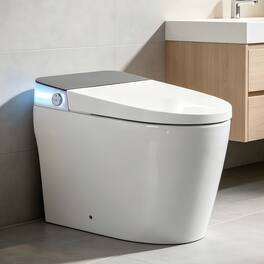 Loheer - Smart Bidet Toilet, One-Piece Ceramic Toilet With Auto Flush, Heated Seat and Remote Control - White and Black