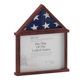 Emma + Oliver - Arthur Small Solid Wood Memorial Flag Case with Certificate Holder and Shadow Box Display - Mahogany