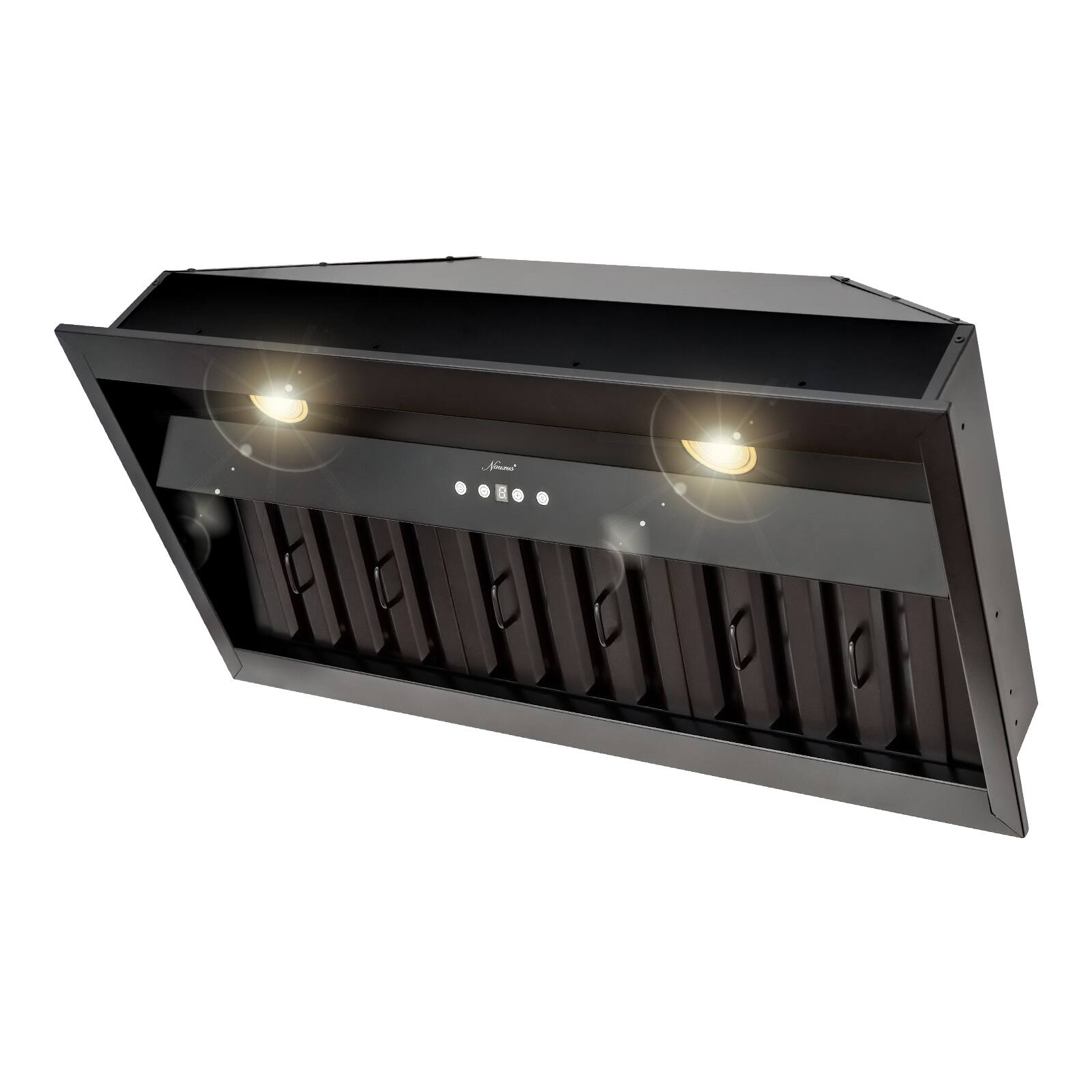 Left. Akicon - Akicon 36 inch Ducted 600-CFM Matte Black Range Hood Insert - Black.