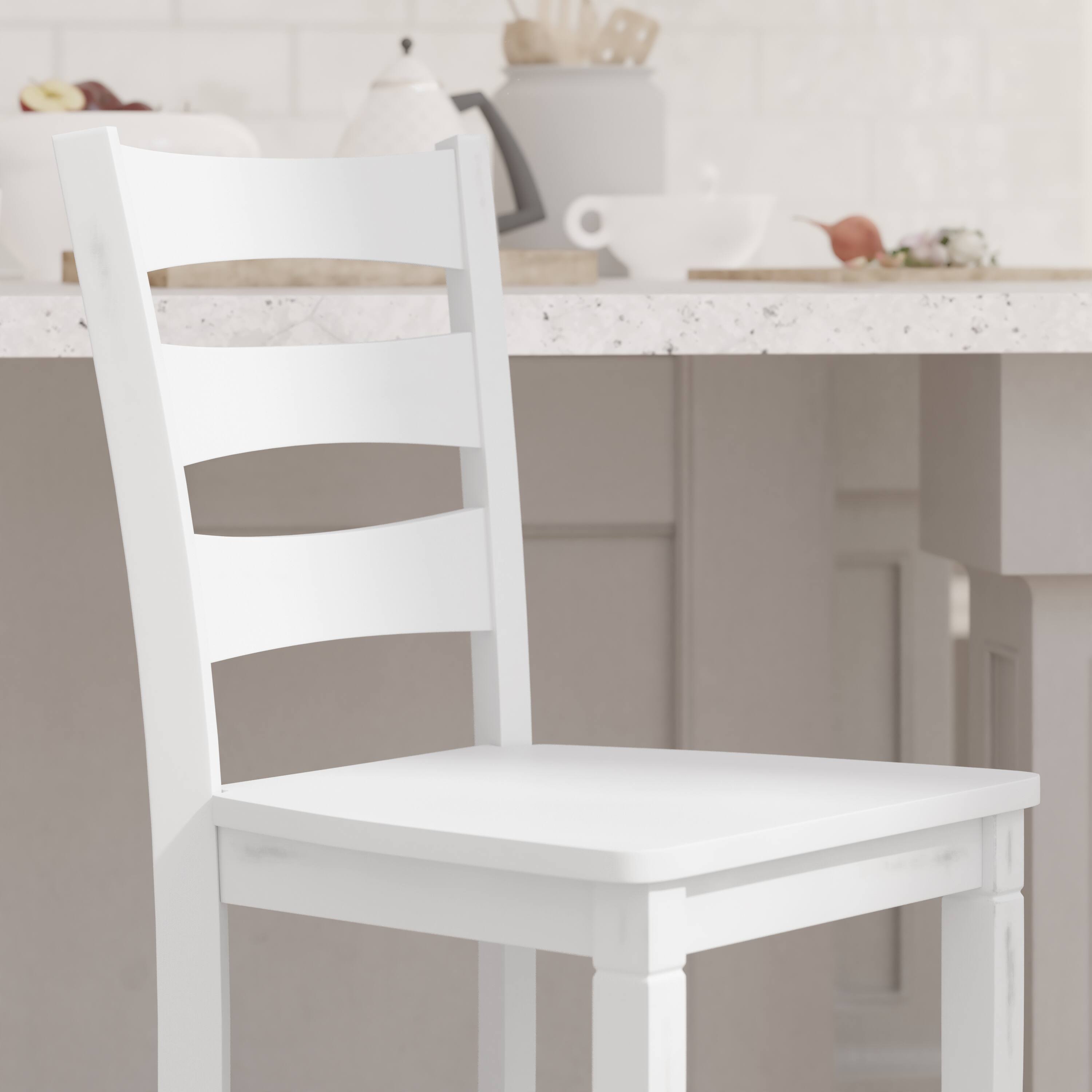 Alt View 5. Emma + Oliver - Lana Set of 2 Classic Wood Dining Stool with Ladderback Design - White Wash.