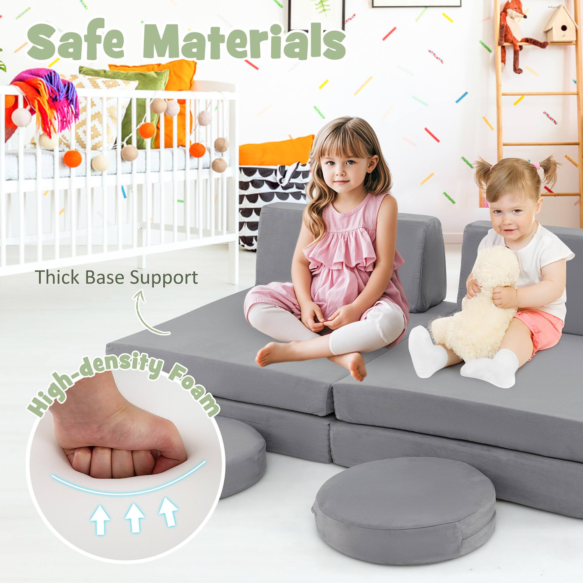 Safe Materials  
Thick Base Support  
High-density Foam