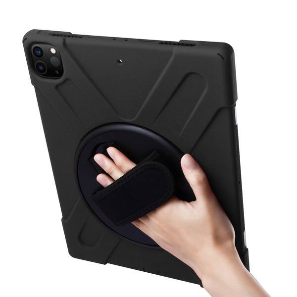 Alt View 3. Mybat - MyBat Rotatable Stand Protector Cover with Wristband for Apple iPad Pro 12.9 (2018) / (2020) / (2021) / (2022) - Black - Black.