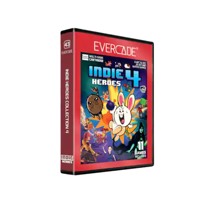 43 EVERCADE MULTI-GAME CARTRIDGE EVERCADE INDIE HEROES COLLECTION 4 8-BIT, 16-BIT, 32-BIT AND NATIVE GAMES INDIE HEROES 11 GAMES INCLUDED - RP (Rating Pending)
