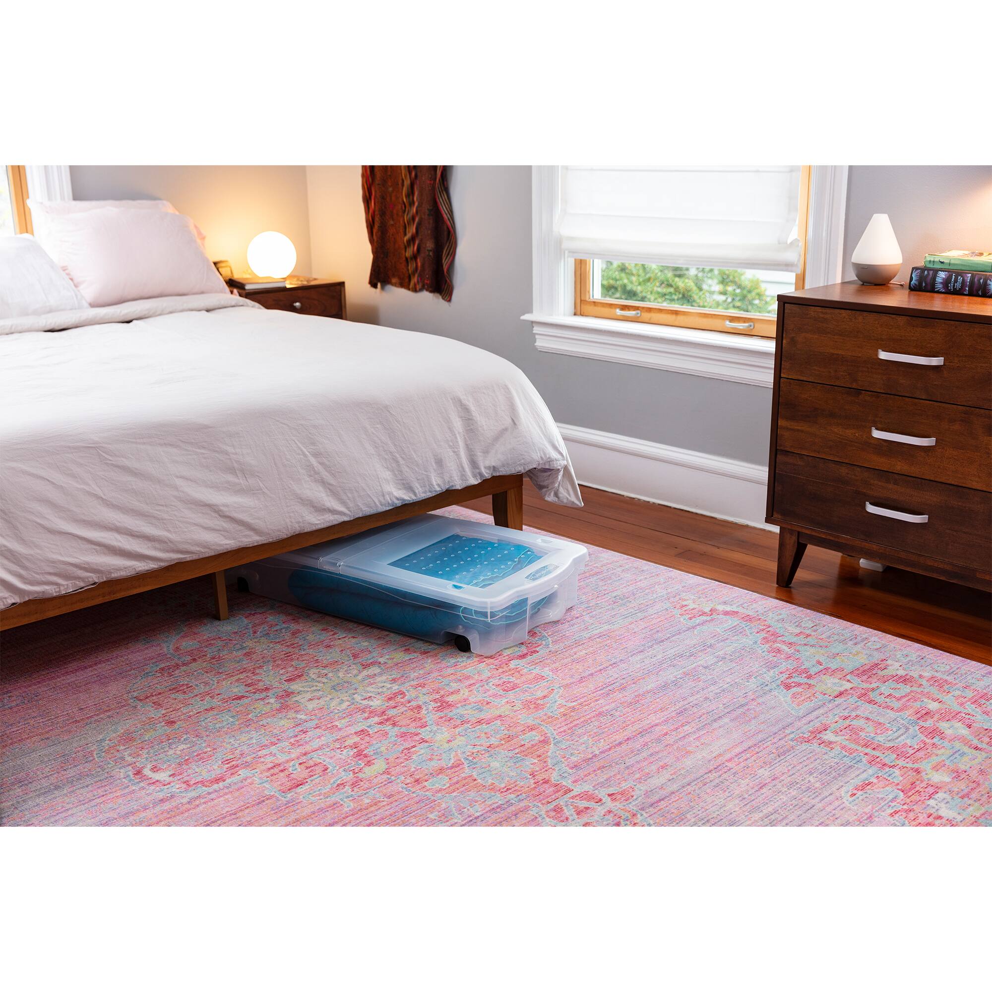 Alt View 4. RubberMaid - Rubbermaid 70 Qt Under Bed Wheeled Storage Boxes with Dual Hinged Lids (2 Pack) - Clear.