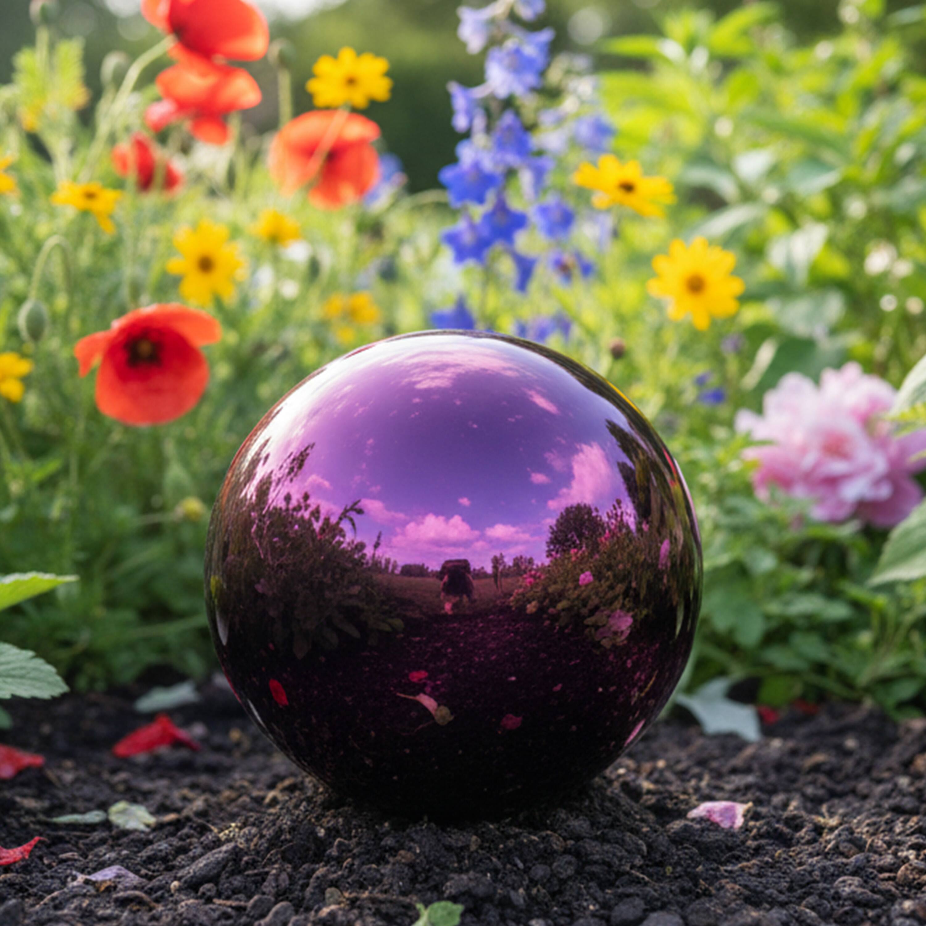 Alt View 7. Sunnydaze - Mirrored Surface Gazing Ball Globe - 10 in - Merlot.