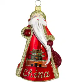 Joy to the World Collectibles - Joy to the World Glitterazzi China Santa Polish Glass Christmas Ornament - Multicolor