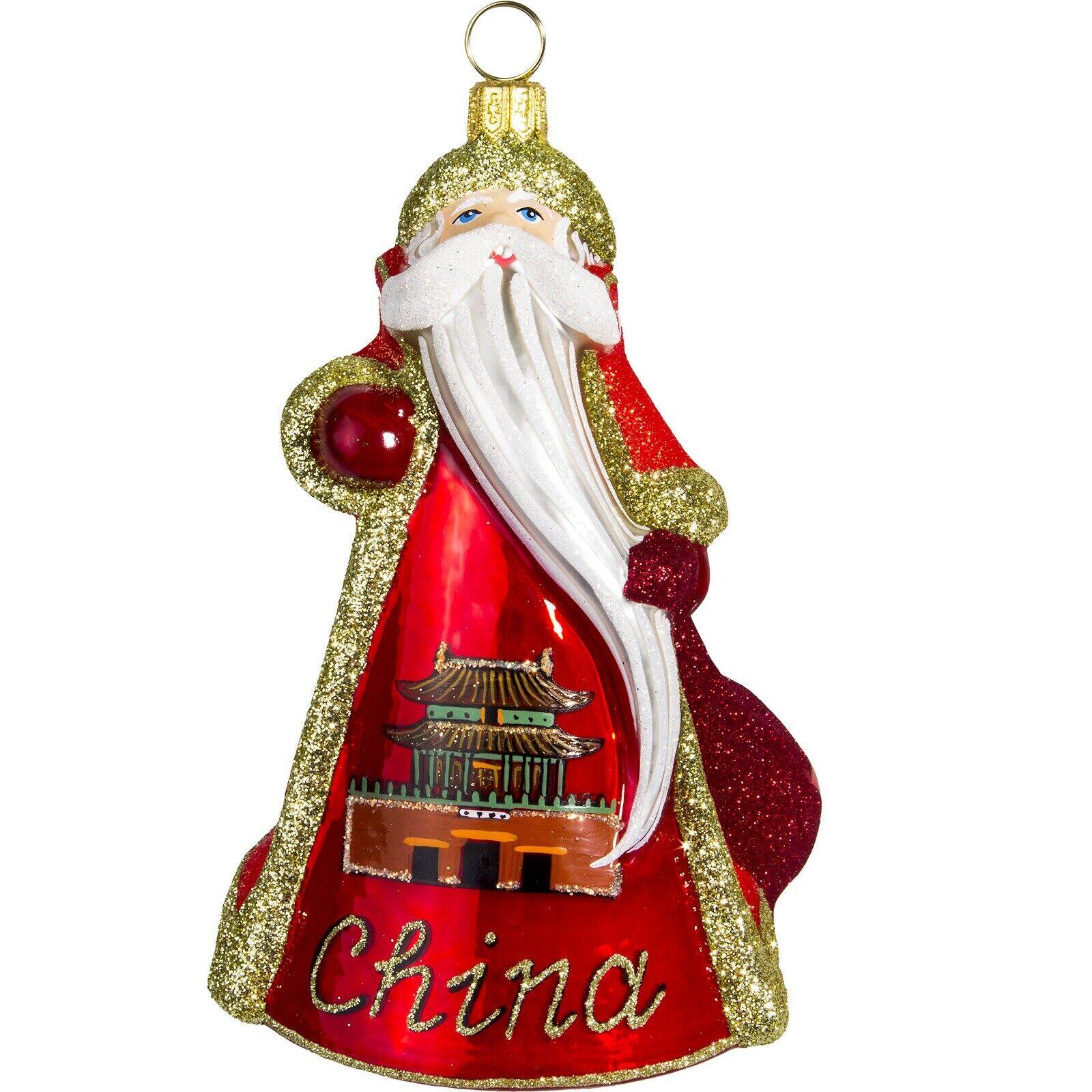 Joy to the World Collectibles - Joy to the World Glitterazzi China Santa Polish Glass Christmas Ornament - Multicolor