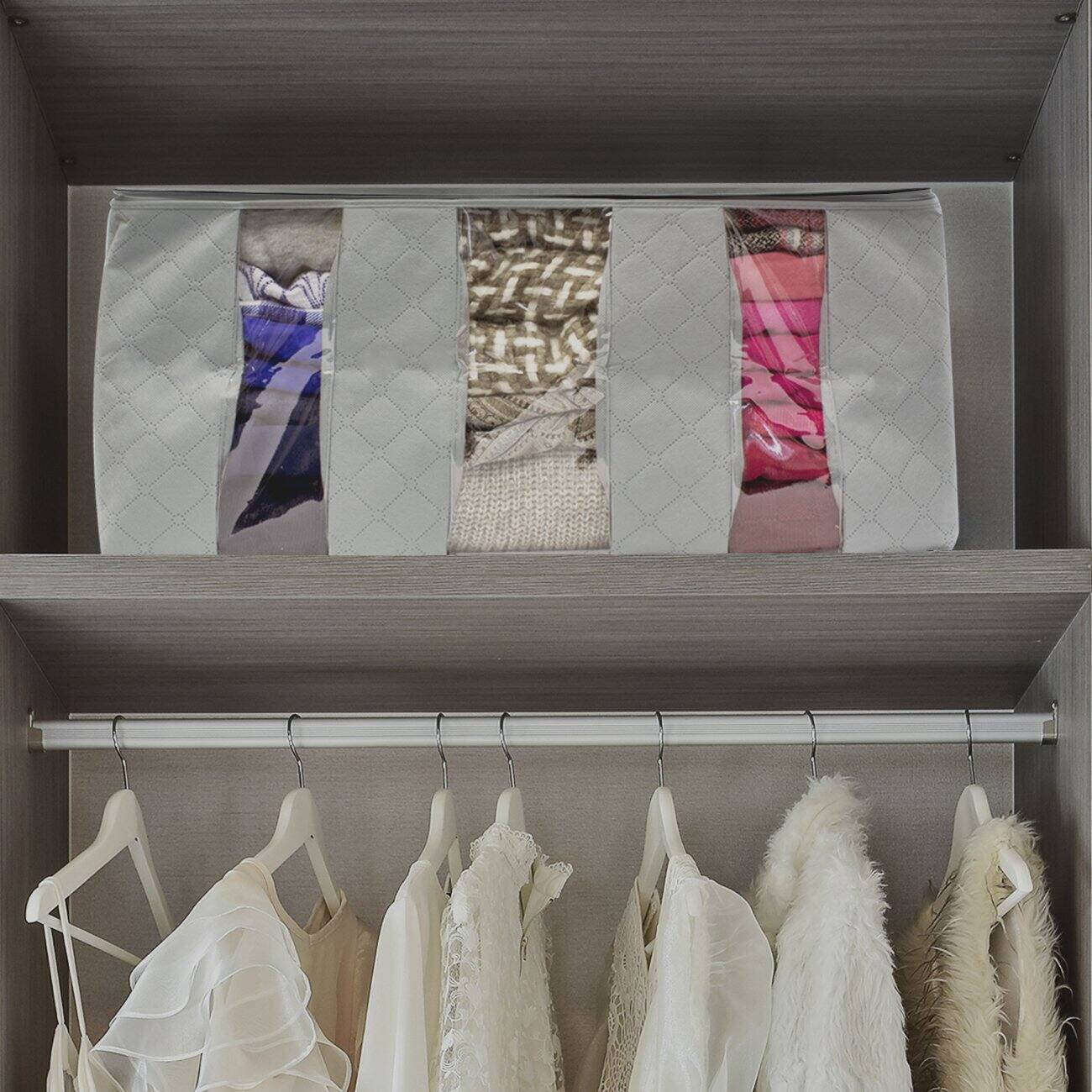 Alt View 1. Sorbus - Sorbus Foldable Storage Bag Organizers, 3 Sections, Great for Clothes, Blankets, Closets, Bedrooms, and More, 2-Pack - Gray.