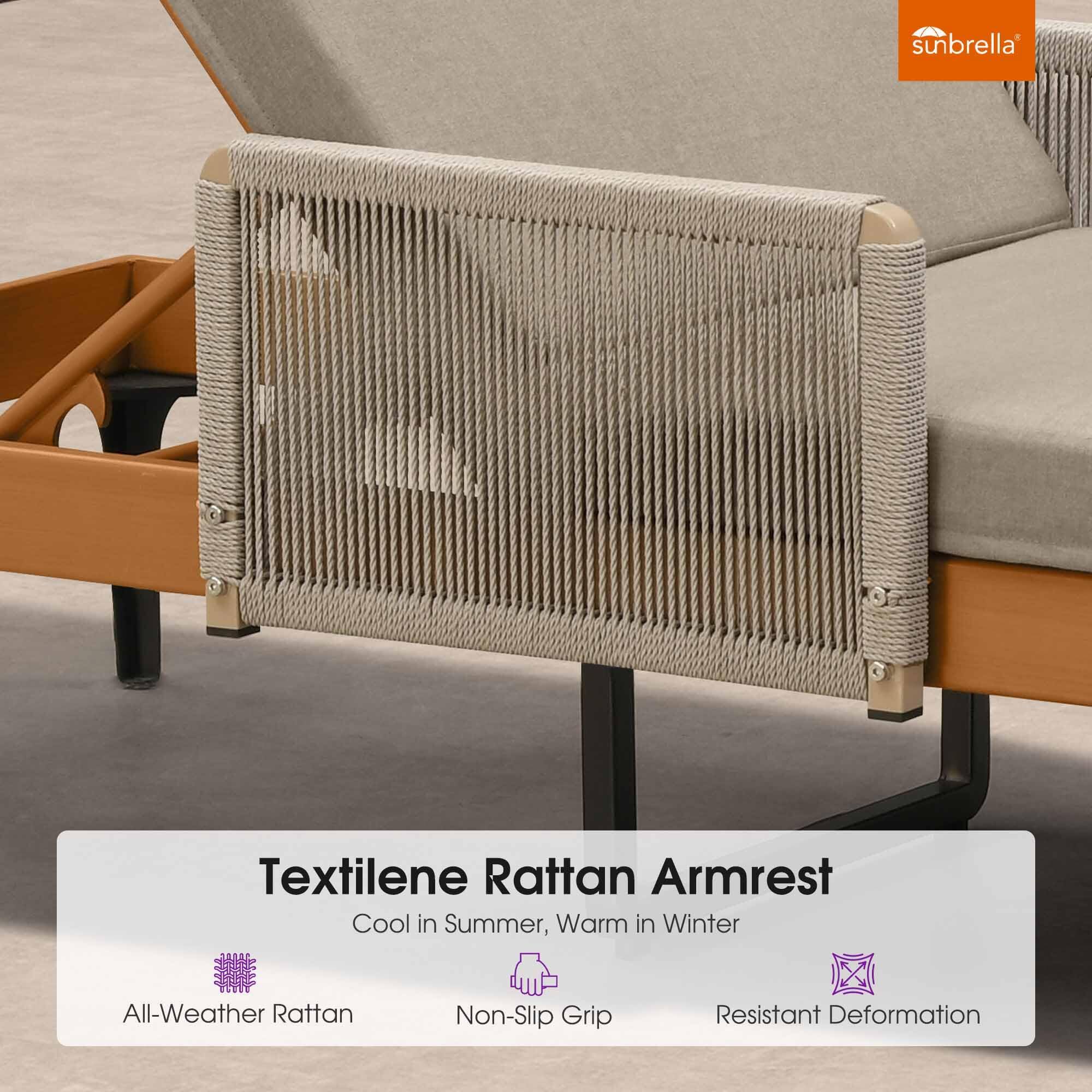 sunbrella Textilene Rattan Armrest Cool in Summer, Warm in Winter All-Weather Rattan Non-Slip Grip Resistant Deformation