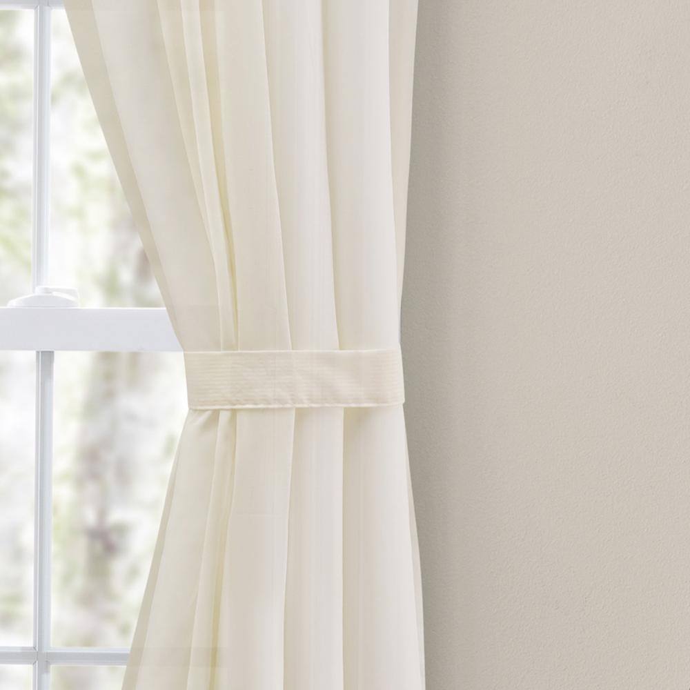 Left. Ellis Curtain - Ellis Curtain Cotton Voile 1.5" Rod Packet Tailored Curtain Panel Pair for Windows 80" x 54" Natural - Natural.