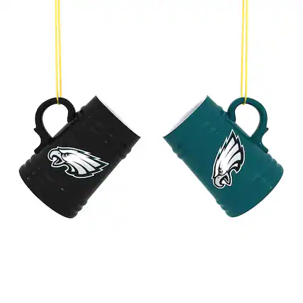 Front. Evergreen Enterprises - Philadelphia Eagles Two-Pack 3" Mini Stein Ornament Set - Multicolor.