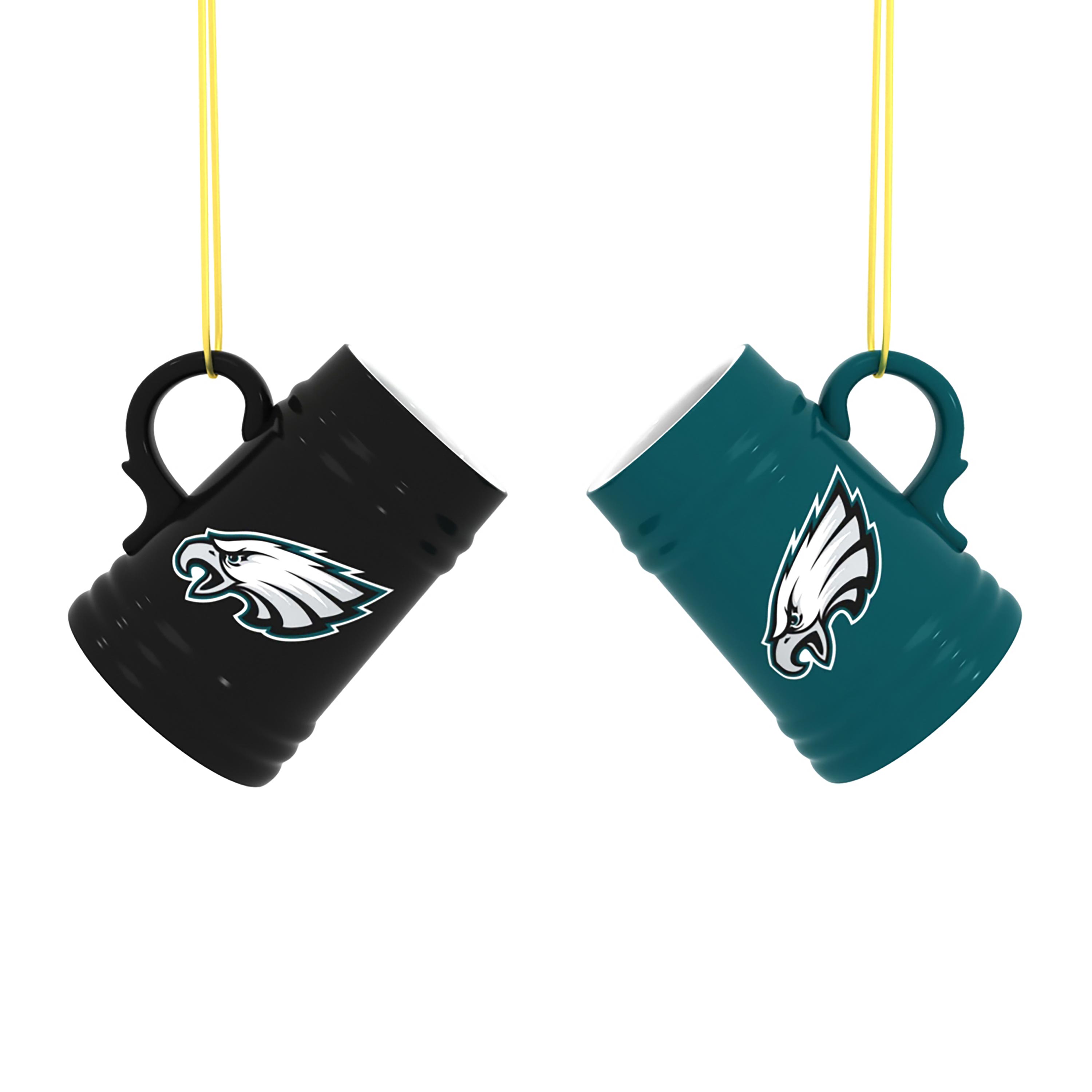 Front. Evergreen Enterprises - Philadelphia Eagles Two-Pack 3" Mini Stein Ornament Set - Multicolor.