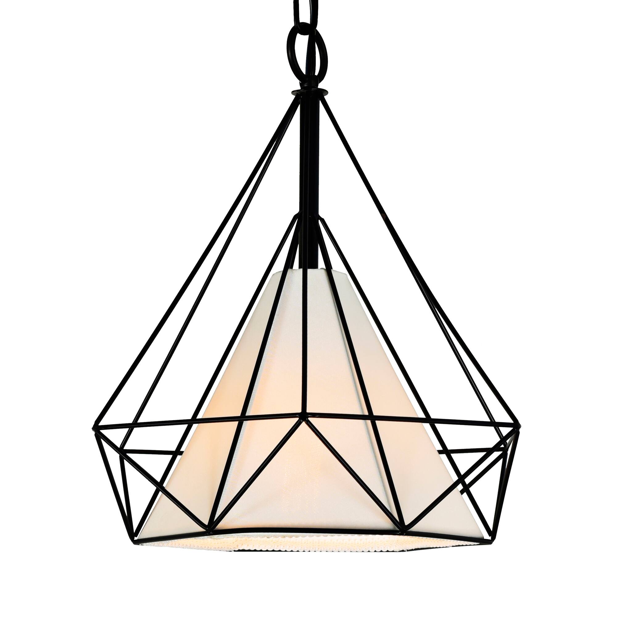 Angle. CWI Lighting - Diamond 1 Light Down Pendant With Black Finish - Black.