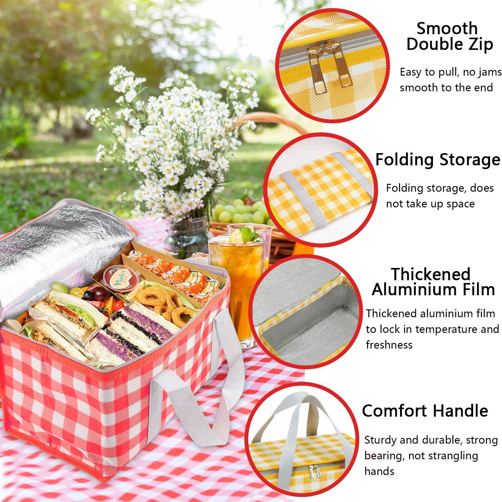 - **Smooth Double Zip**
  - Easy to pull, no jams, smooth to the end

- **Folding Storage**
  - Folding storage, does not take up space

- **Thickened Aluminium Film**
  - Thickened aluminium film to lock in temperature and freshness

- **Comfort Handle**
  - Sturdy and durable, strong bearing, not strangling hands