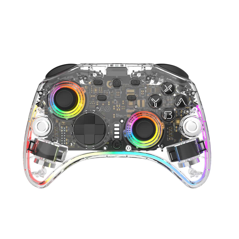 RadioShack - Gaming Controller for Switch 2 with Vibration & Lights - Clear