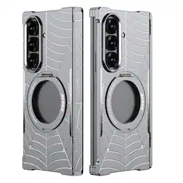 Dteck - Metal Phone Case for Samsung Galaxy Z Fold 8 Ultra, 360° Rotation Kickstand Aluminum Metal Bumper (No Front Cover) - Gray