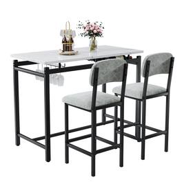 Ecooso - Modern Dining Table and Chairs for 2 , Kitchen Table Set Bar Pub Set for Breakfast Nook, Dining Room - Gray