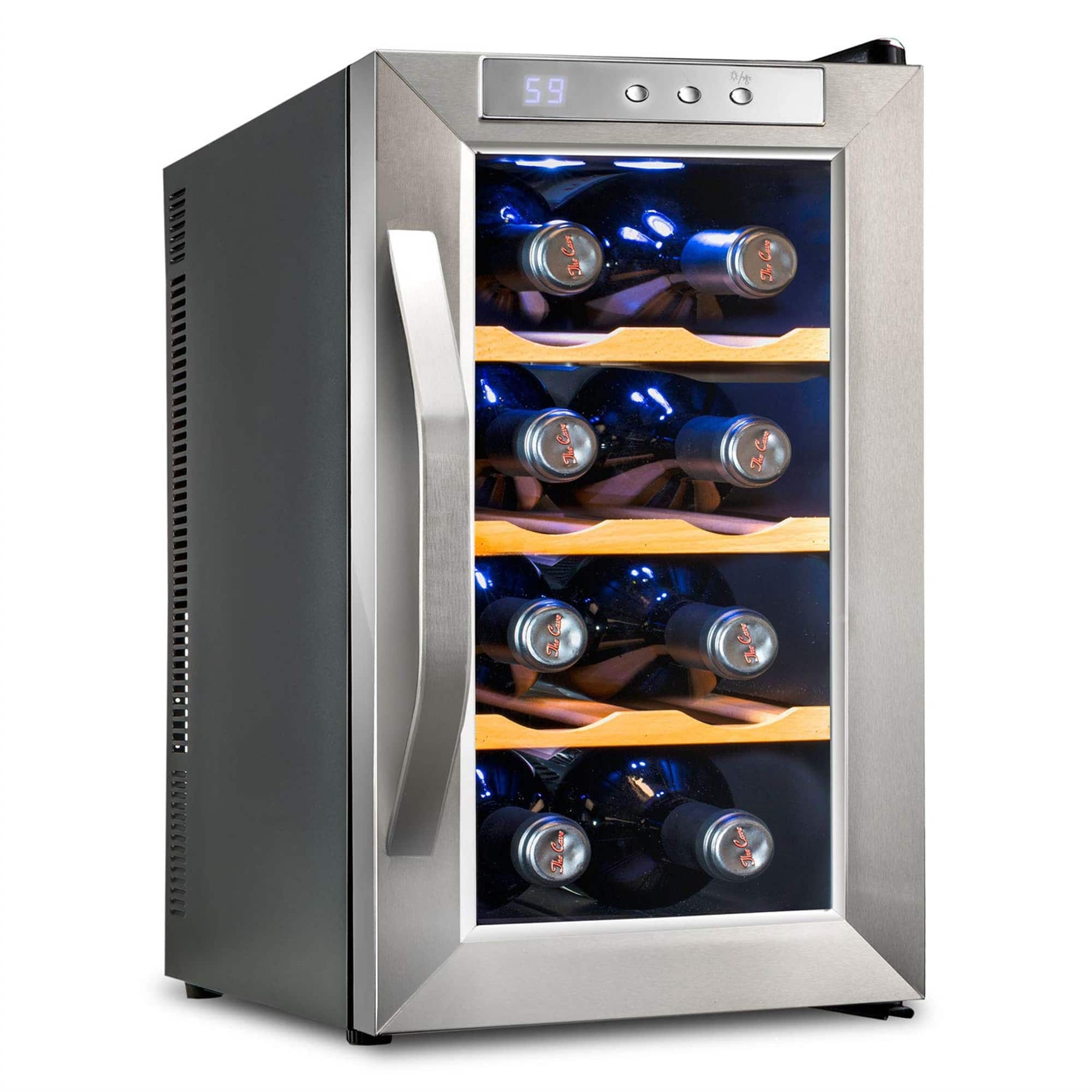 Ivation - 8 Bottle Thermoelectric Wine Cooler, Quiet Freestanding Wine Fridge - Stainless Steel