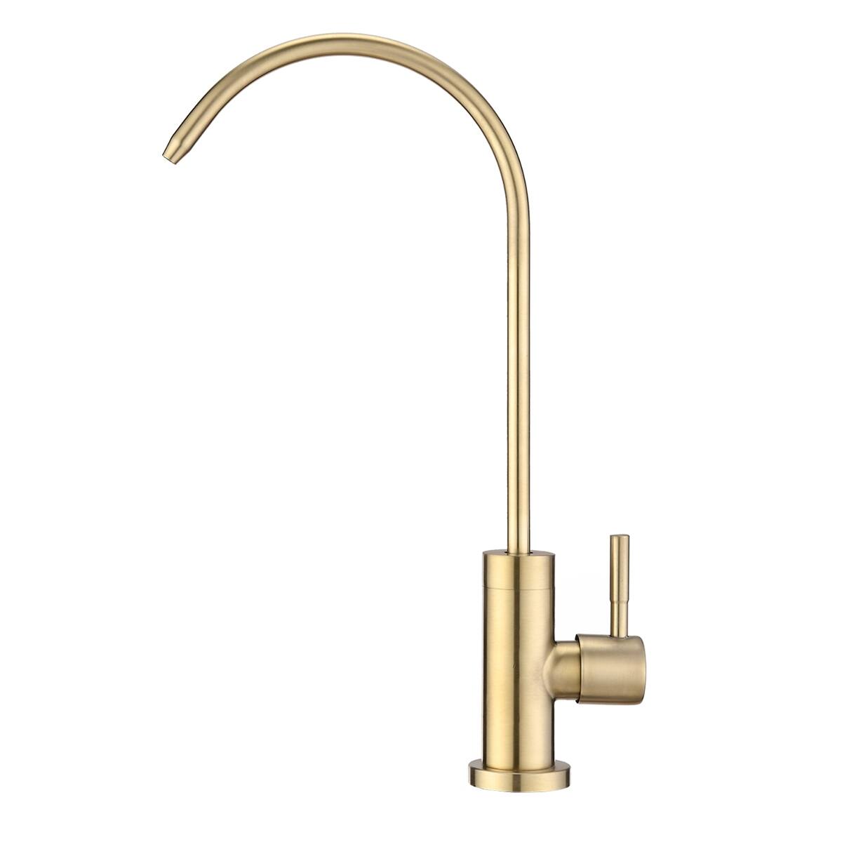 Front. Ropilly - Ropilly Kitchen Water Filter Faucet Brushed Gold Stainless Steel Drinking Water Faucet with High Arc Spout - Brushed Gold.