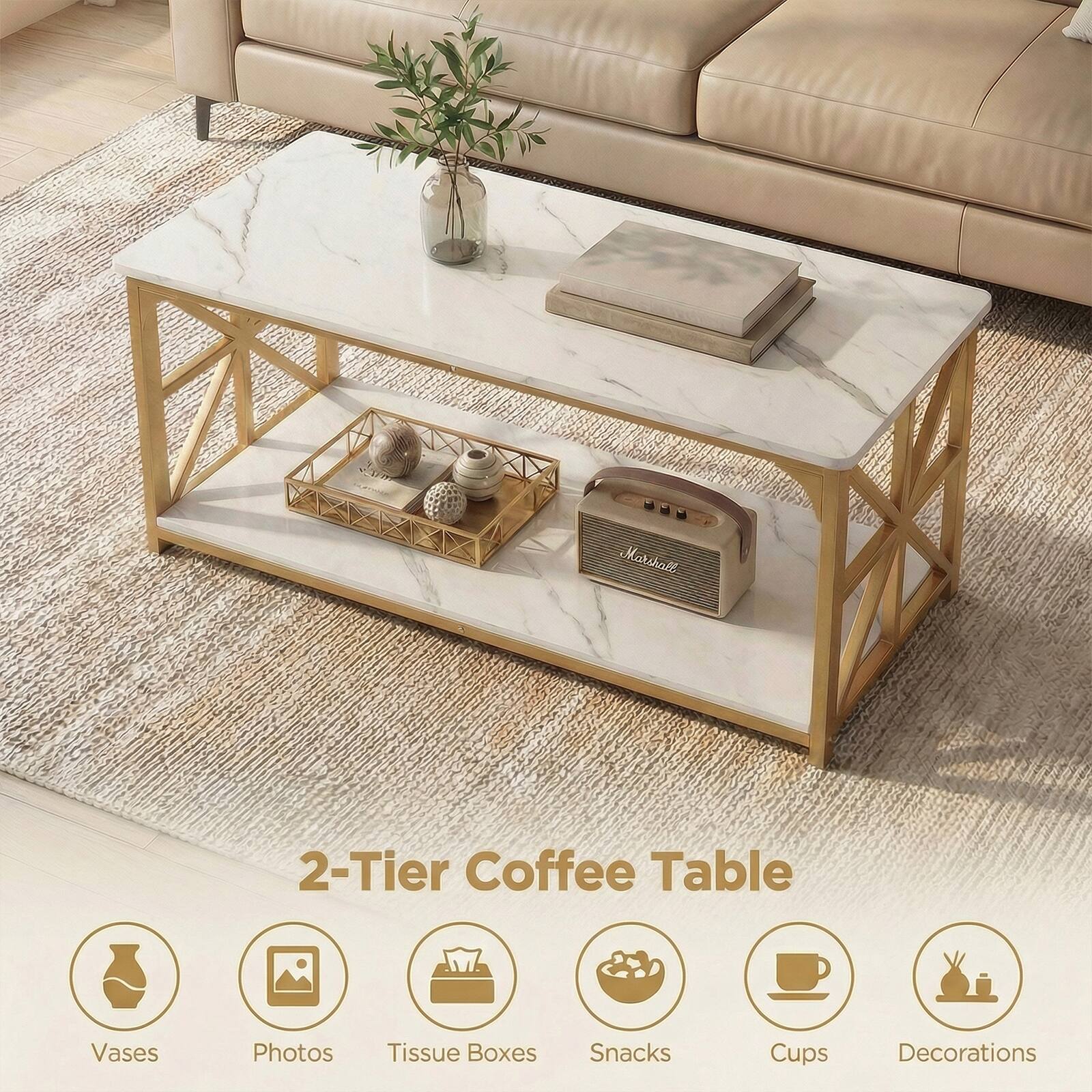 2-Tier Coffee Table

Vases
Photos
Tissue Boxes
Snacks
Cups
Decorations
