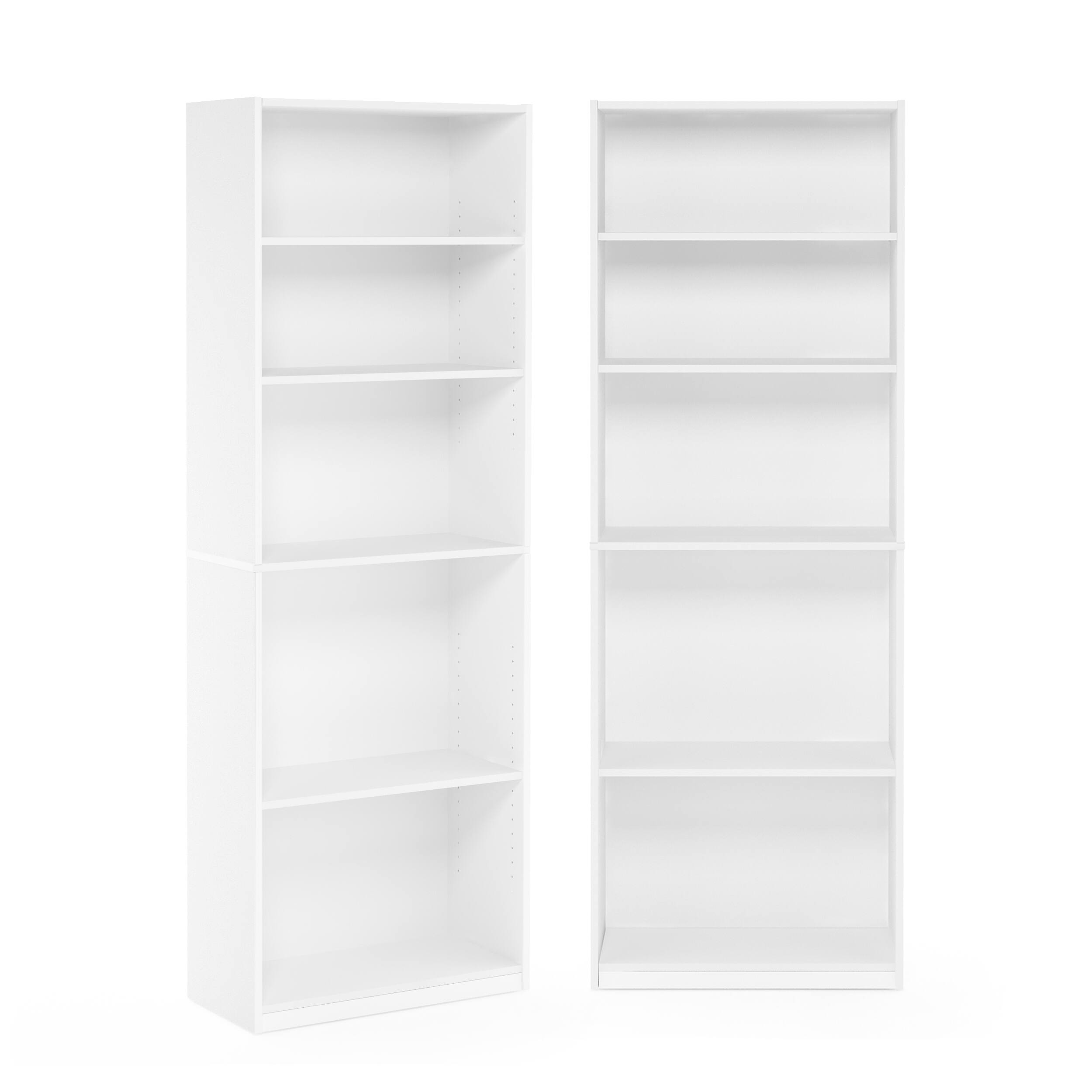 Alt View 6. Furinno - JAYA Book Shelf Set of 2, 5-Tier Bookshelf, Bookcase, with Adjustable Shelf, for Home Office, Living Room - White.