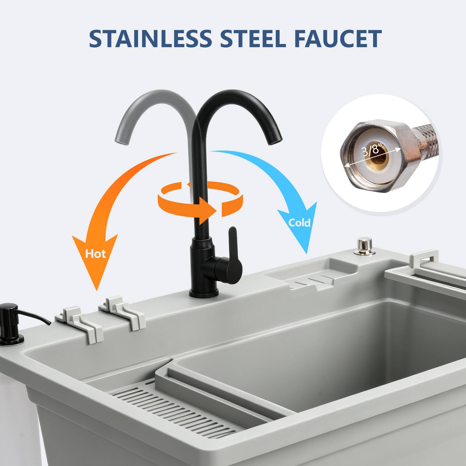 STAINLESS STEEL FAUCET  
3/8"  
Cold  
Hot