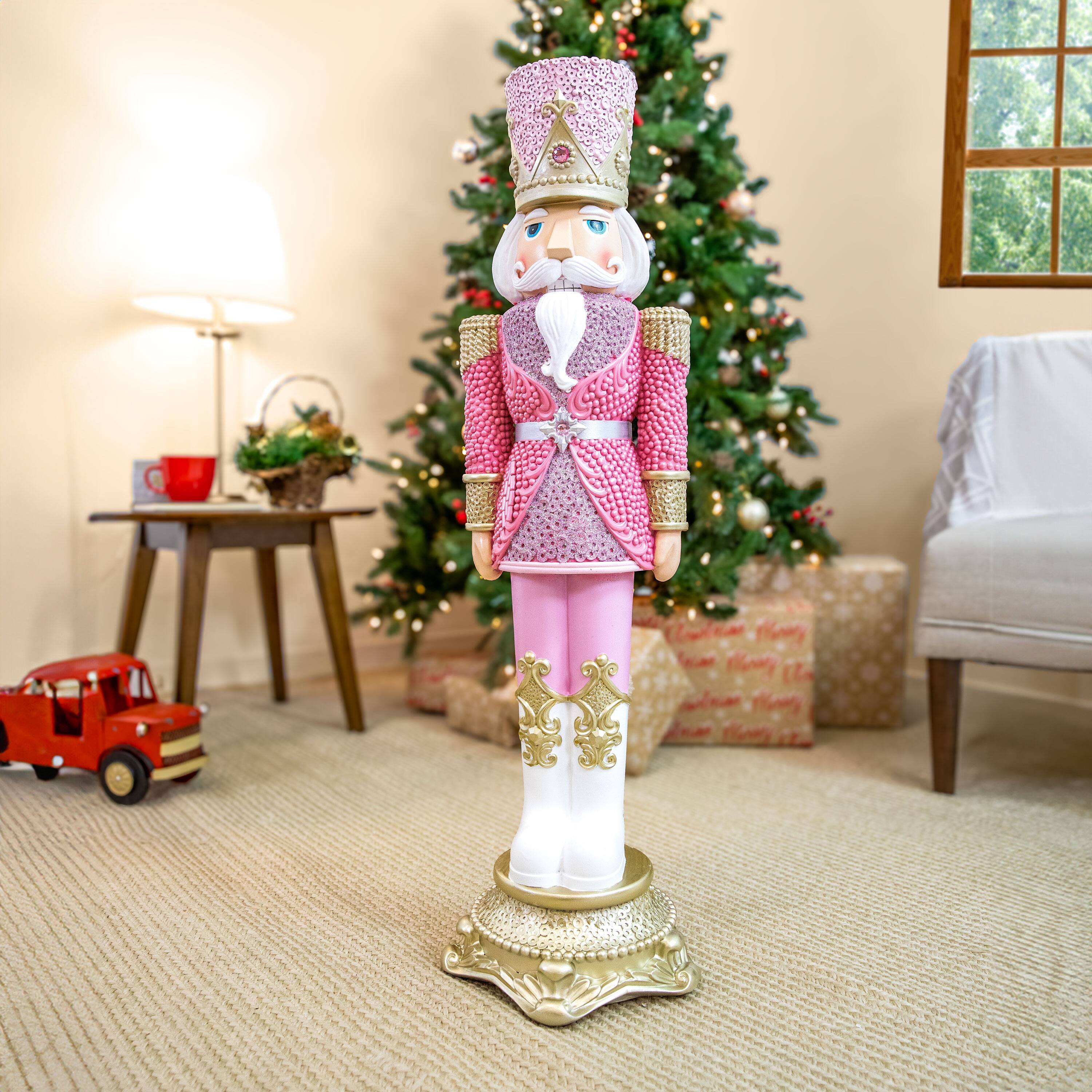 Alt View 9. Sunnydaze - Kenneth the Princely Christmas Statue - 37" H - Set of 2 - Pink.