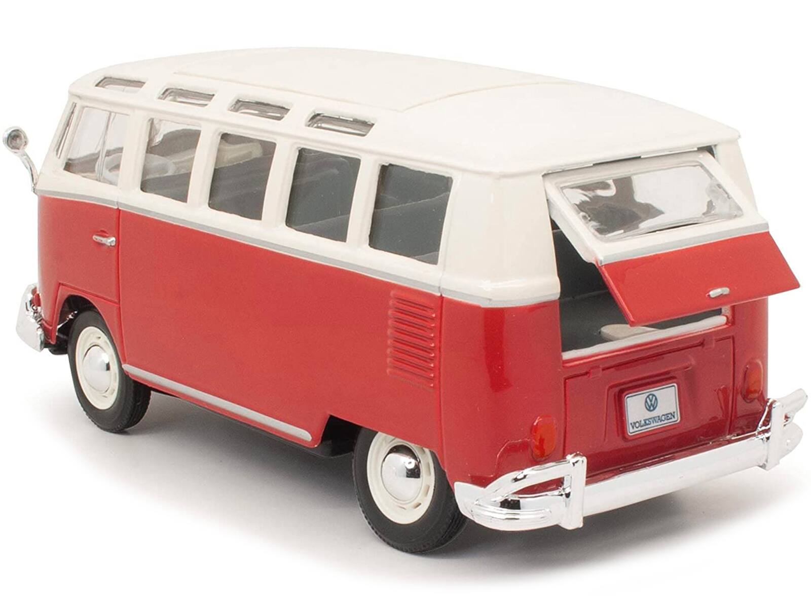Alt View 2. Maisto - Volkswagen Van Samba Bus Red and White 1/25 Diecast Model by Maisto.